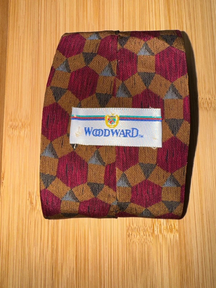 Corbata geométrica Woodward marrón rojo - 55L 3,75W Foto 2 de 2