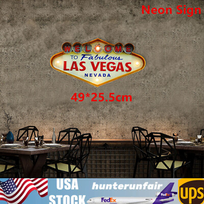 Retro Las Vegas Logo Neon Light Sign Wall Hanging Lamp Whiskey Bar Neon Light 