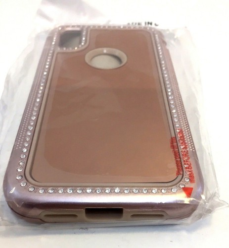 TabPow Slim Case Protective Cover For iPhone X 2017 Rose Gold Rhinestones - Picture 4 of 5