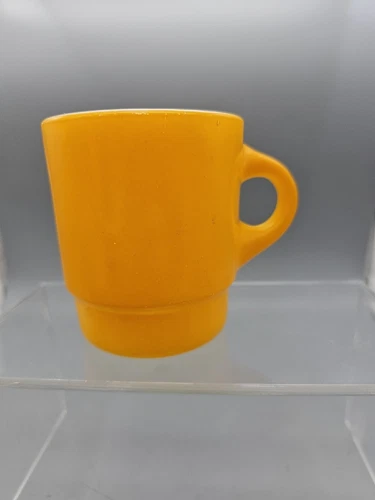 Fire King Milk Glass Stackable Mug Coffee Tea MCM "C" Handle Light Orange