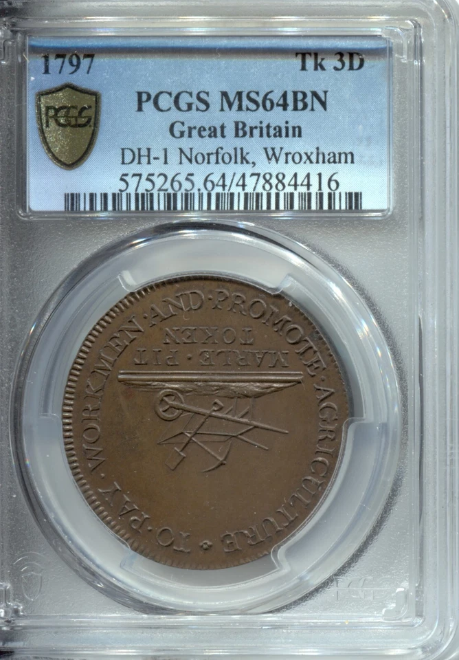 1797 GB Conder Halfpenny - NORFOLK WROXHAM - D & H 1 - PCGS MS 64 - EC 8005 - Image 2 of 4