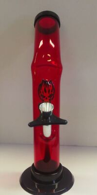 HEADWAY 10'' LAZY BOY ACRYLIC BENT STRAIGHT WATERPIPE PULL BOWL - RED (1.5'' Wide)