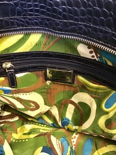 OSPREY BY GRAEME ELLISDON LARGE NAVY BLUE MOCK CROC LEATHER TOTE/ WORK BAG - Picture 12 of 12