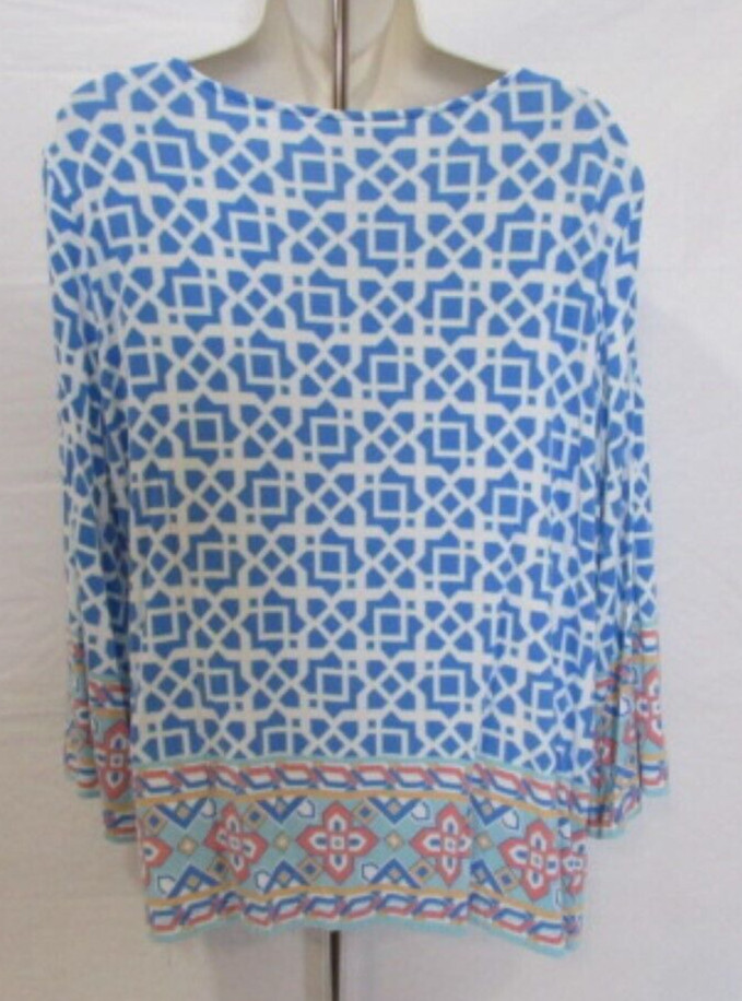 Ruby Rd. Women's Blue White & Multicolored Geomet… - image 5