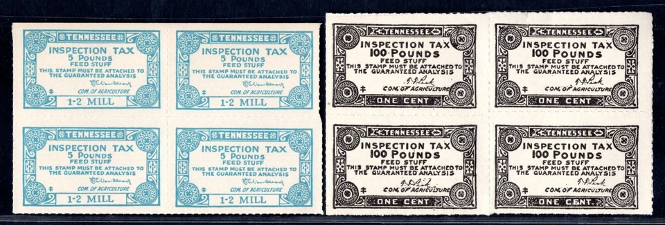 US 1920-1930 TENNESSEE INSPECTION TAX REVENUE 5, 10, 25, 50 & 100 POUNDS - Image 3 of 4