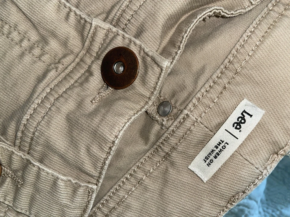 Pantalones Cortos Lee Para Mujer Caqui Tiro Bajo MIDI Texturizados Lindo Marrón Informal 1614 XL Foto 3 de 4