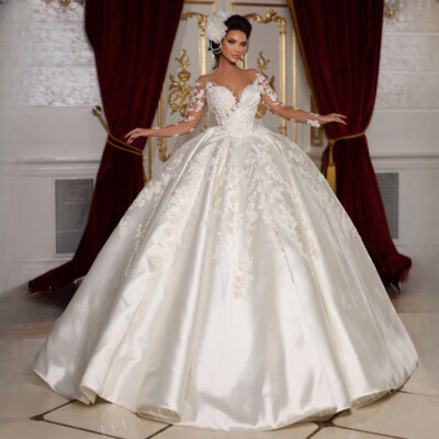 Long Sleeve Wedding Wedding Gowns Ball Gown Design 2018 Luxury A