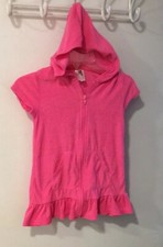 Breaking Waves Girls Pink Hooded Zip Up Terry Cloth Cover Up-Swimwear Size 5