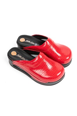 TERLIK SABO Air ST601 Max Leather Womens Clogs Sabot Shoes, Red