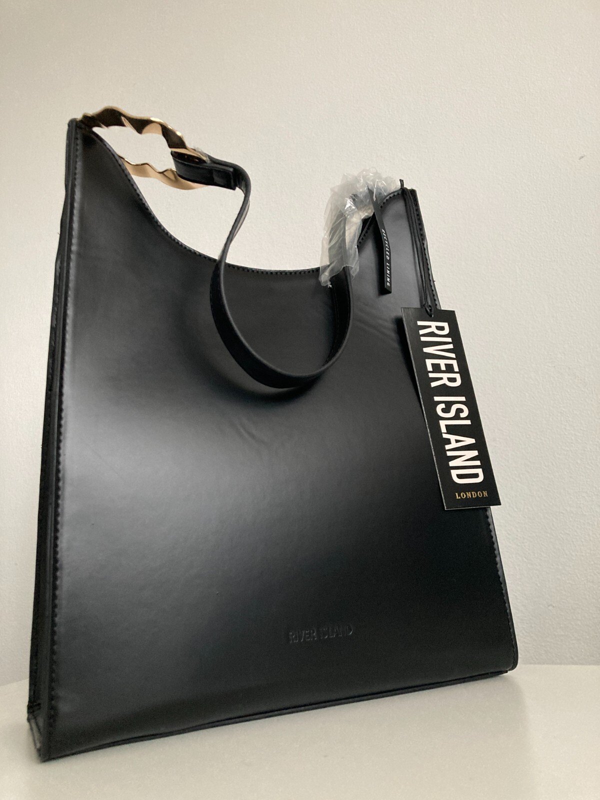 River Island Shoulder Bag HANDBAG Black PU Leather NEW eBay