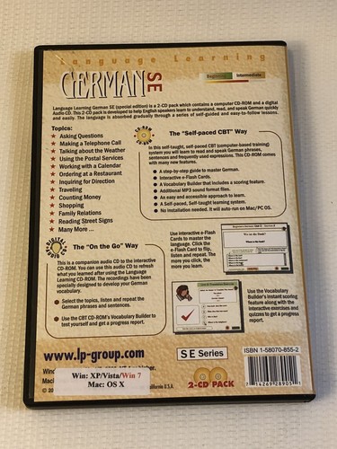 Laser Publishing German SE Language Learning Cd Rom Audio Cd 2 Disc Set XP 7 8 - Picture 3 of 4