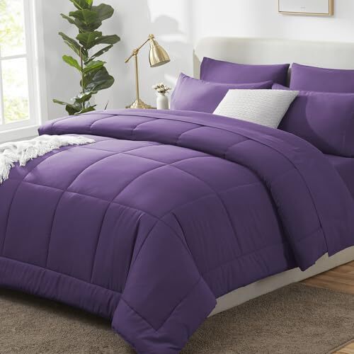 Comforter Set Size - 7 Pieces Bed in a Bag Comforter Sets Full Purple