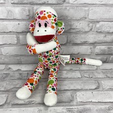 Street Players Sock Monkey Multicolor Spots Stuffed Hugging Animal Plush 14"