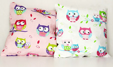 2 pack baby pillows filled patterned cushions 4 pram cot bed owls pink 1 year+