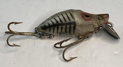 Leurre Vintage Heddon Midget Digit River Runt - Vert Avec Os Noir
