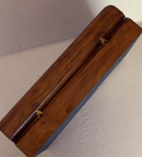 NAUTICA WOOD HINGED STORAGE BOX WALLET HOLDER ORGANIZER EMPTY LINED R 3/4 - Picture 3 of 5