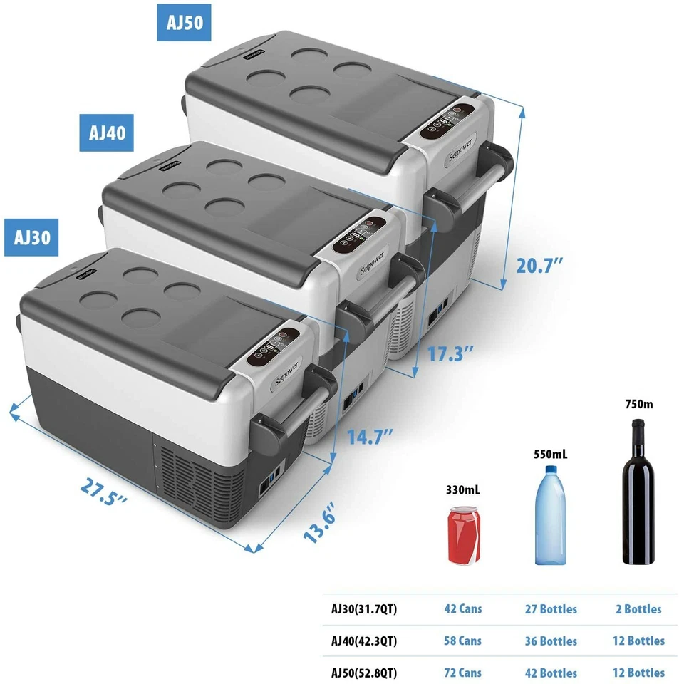 53QT Coche Nevera Congelador Camión Refrigerador Refrigerador de Viaje 12V Con Cubierta y Corredera Foto 3 de 4