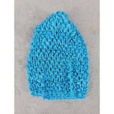 Cute Crochet Knit Beanie Hat Turquoise Blue Ruffly Texture