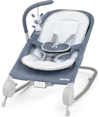 Ingenuity Happy Belly Rock-to-Bounce Massage Seat Blue Chambray Plush Toy Sloth