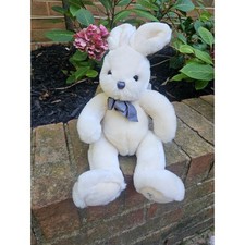 Vintage Harrod's Knightsbridge Cream Plush Rabbit with Embroidered Foot & Bow