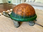 Vintage Glass Turtle Lamp Orange and Green Shell Tiffany Style