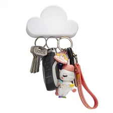 White Cloud Magnetic Wall Key Holder - Easy to Mount - Powerful Magnets Keep ...