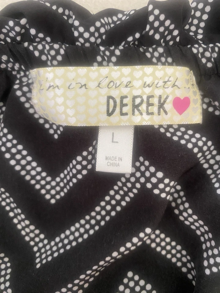 Romper Size Large Black and White Print Sleeveless I’m in Love with Derek Brand - Image 2 of 3