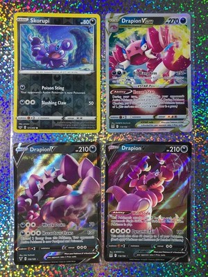 Pokemon TCG: 119/196 Drapion VSTAR; Ultra Rare 106/185 & 118/196 Drapion V