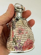 Vintage Metal Mesh Chatelaine Coin Purse Keychain Silver Tone Mini Bag