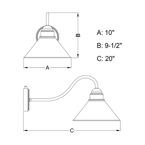 Vaxcel - Outland 1-Light Outdoor Wall Sconce in Farmhouse and Barn Style 9.5 - Picture 2 of 4