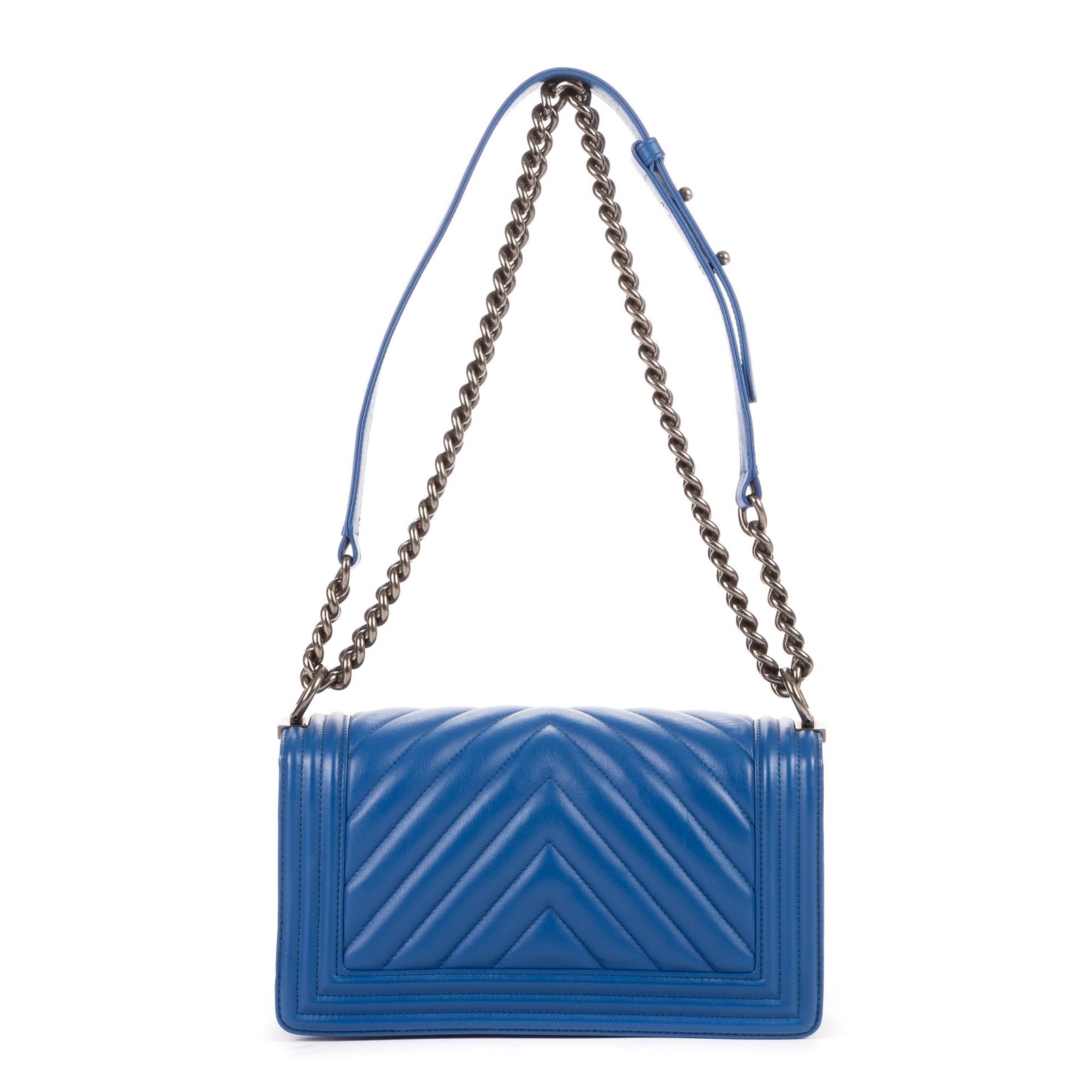 Chanel Boy Chevron Blue with Papers Unisex Bag #BCP053 image 4