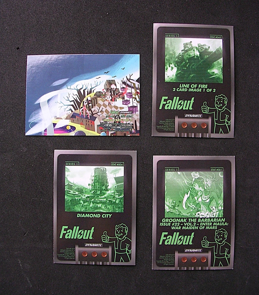 Lote de 4 tarjetas coleccionables Fallout serie 1 holográficas #061 #045 #004 #036 Foto 2 de 4
