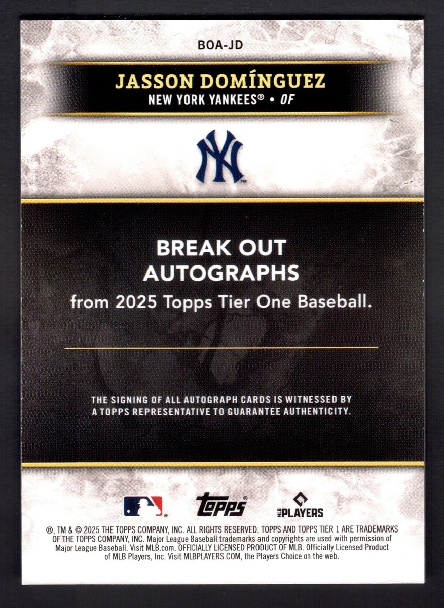 2025 Topps Tier One #BOA-JD Jasson Domínguez Break Out Autographs