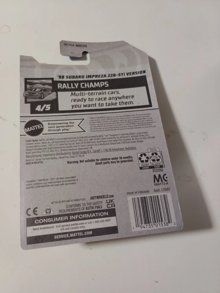 Hot Wheels 2021 Treasure Hunt Series 98 Subaru Impreza 22b-sti Version - Image 2 of 2