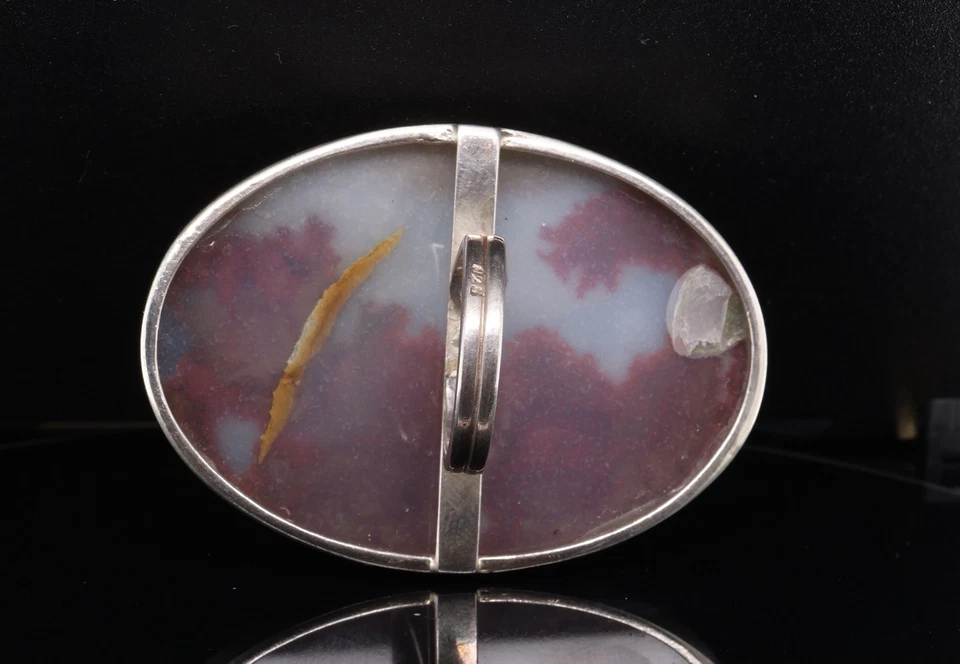 Handmade Large Chalcedony Agate Sterling Silver Oval Ring 60mm long Size R  - image 2 of 4