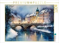 Calvendo Puzzle Illuminated Bridge In Winter | 1000 Pieces, Finished Size 25.2 ×