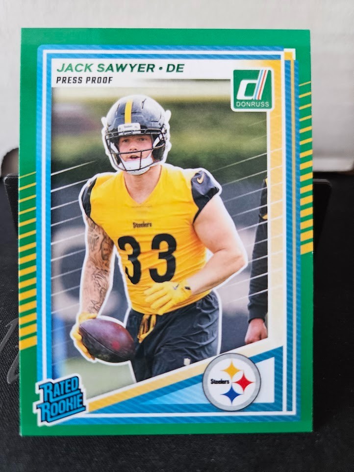 2025 Panini Donruss - Rated Rookie Jack Sawyer #390 Press Proof Green (RC)