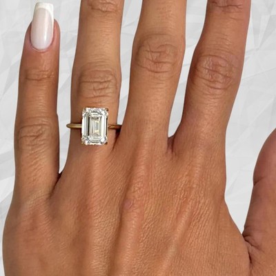 5,00 ct IGI Lab Grown Diamant Ehering Smaragdschliff Solitär 18 K Gelbgold