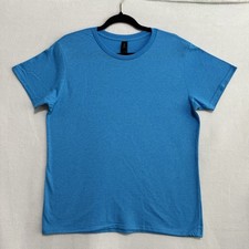 Gildan Tee Large Women's Blue Short Sleeve Crew Neck T-Shirt Heavy Cotton NWOT