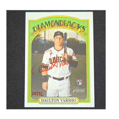 Topps Heritage 2021 Real One Autos Daulton Varsho RC Auto Red Ink /72 ROA-DVA