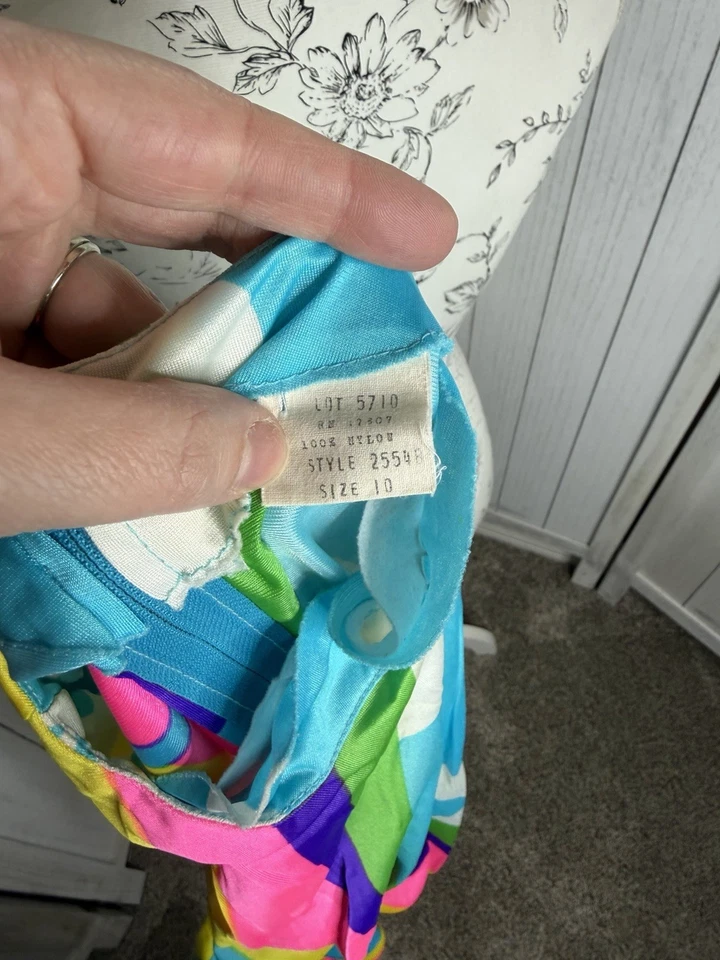 Vintage 70s Pyschedelic Print Bell Sleeve Rainbow Shirt Top Colorful Small - Image 4 of 4