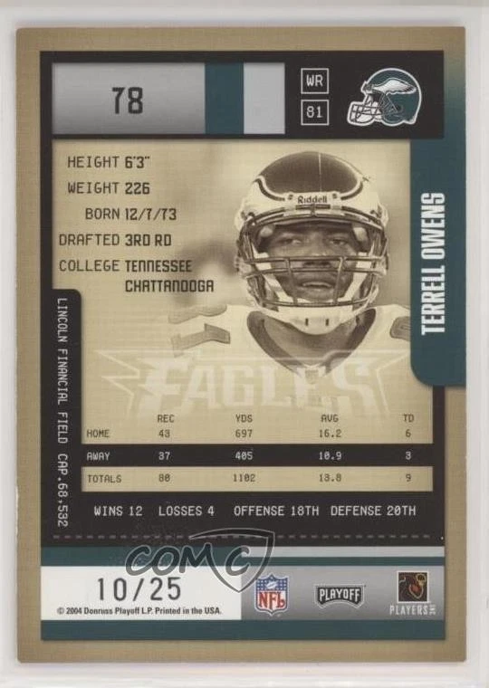 2004 Playoff Contenders Hawaii Trade Conference /25 Terrell Owens #78 HOF - Image 2 of 2