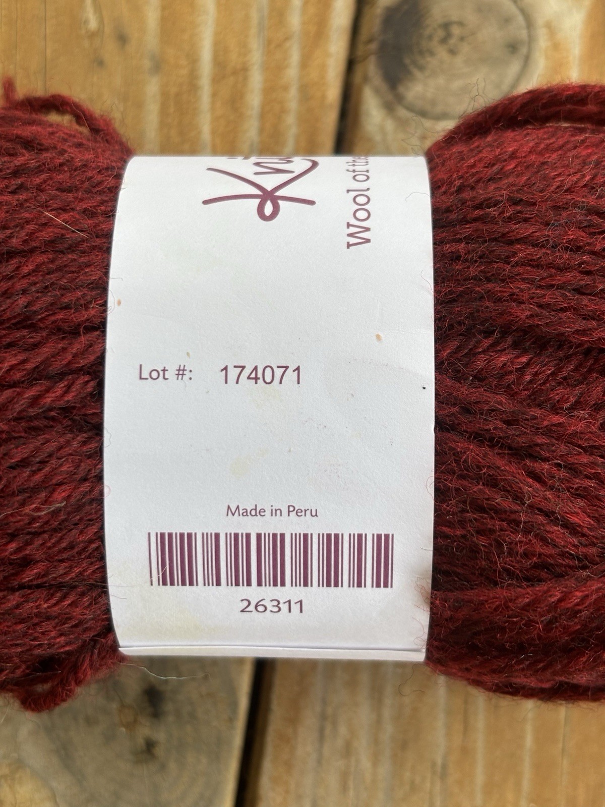 Knit Picks Wool of the Andes Superwash Yarn Garnet Heather One Skein Red
