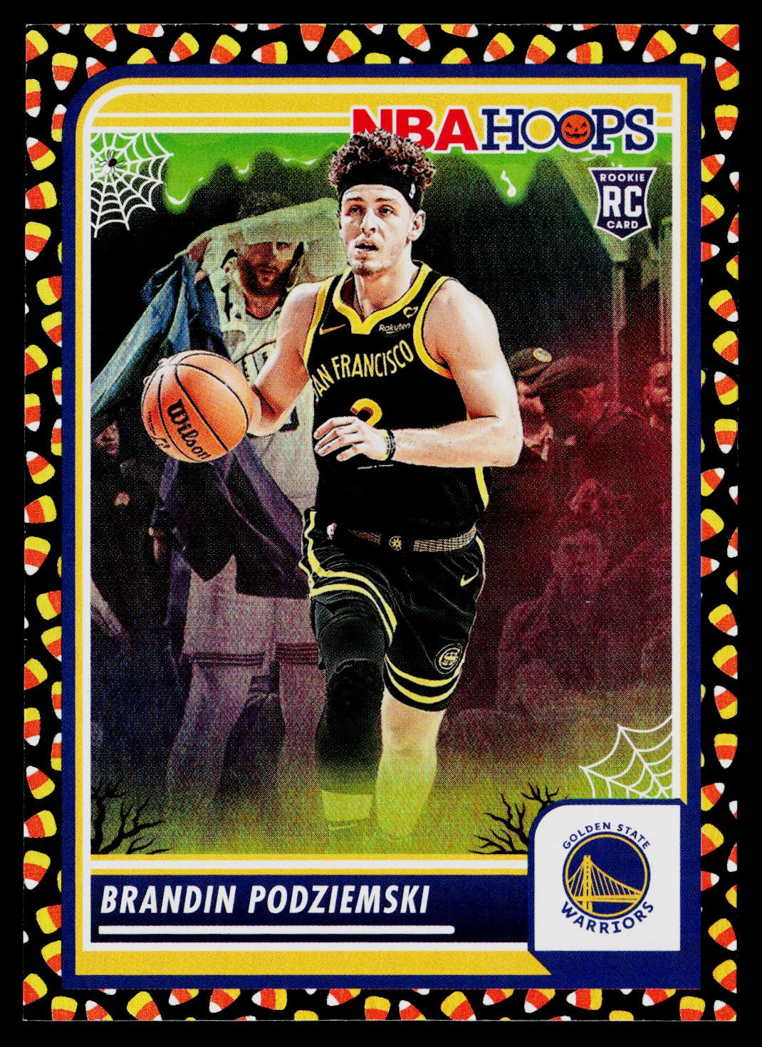 Brandin Podziemski 2023-24 Hoops Haunted Hoops #15 Holo Candy Warriors RC