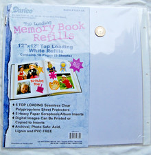 Darice top loading 12x12" white refill album pages 5 sheets  2 bonus loose shts