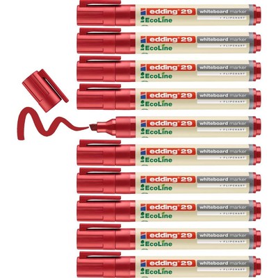 edding 29 Ecoline whiteboard marker - red - box of 10 whiteboard pens - chisel t