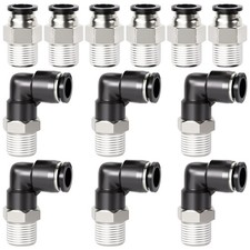 Elbow and Straight Combination 1/4 Inch Tube OD x 1/8 Inch NPT Thread Push to...