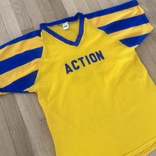 Vtg 1970s Russell Athletic Gold Tag Nylon Football Jersey L USA Single Stitch