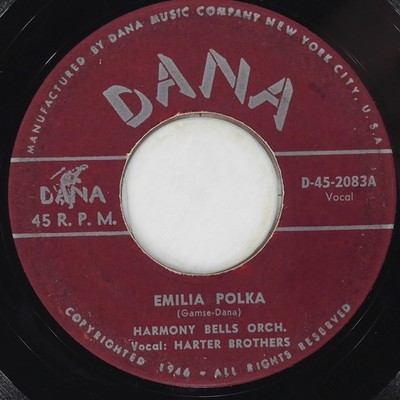 HARMONY BELLS Emilia Polka DANA D-45-2083 G+ 45 RPM Polka 7'' Folk Jukebox