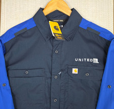 CARHARTT FORCE x UNITED AIRLINES New Mens Large Roll Sleeve Mesh Vent Work Shirt